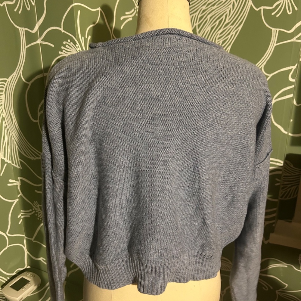Club Monaco Cropped Boxy Fit Sweater Light Blue Size M - Picture 3 of 5